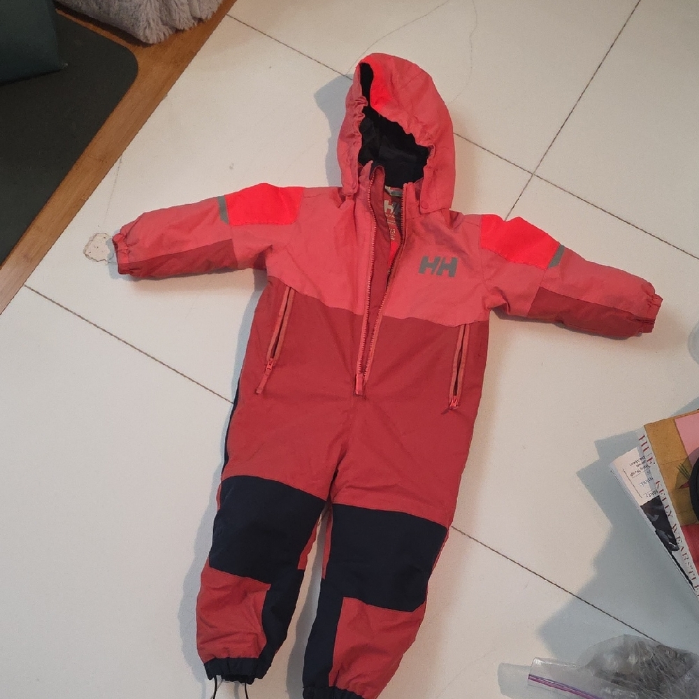 Helly Hansen Coral & Navy Kids Insulated Snowsuit